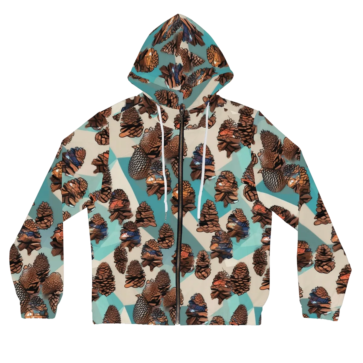 Turquoise Pinecone on Women's Full-Zip Hoodie — Front