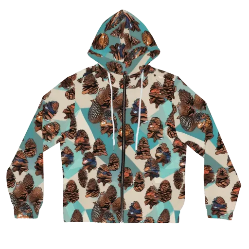 Turquoise Pinecone on a Women's Full-Zip Hoodie