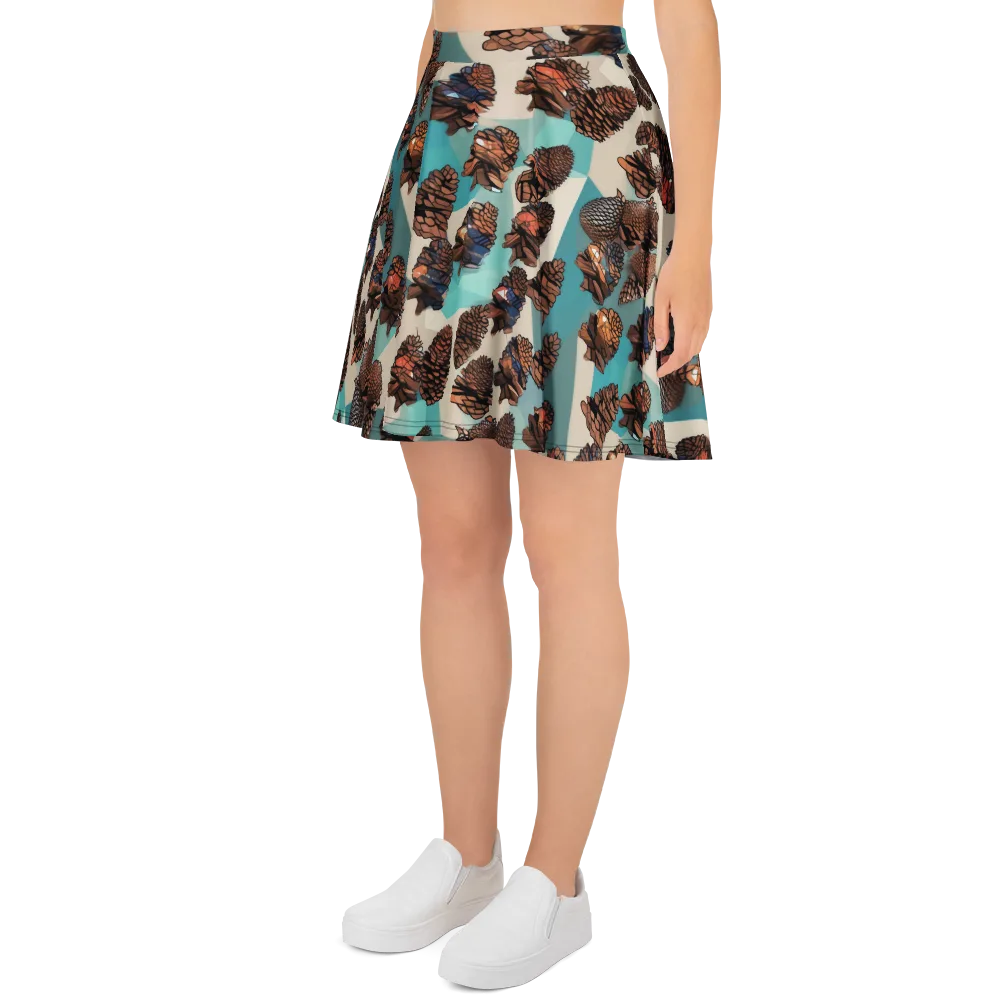 Turquoise Pinecone on Skater Skirt — Left