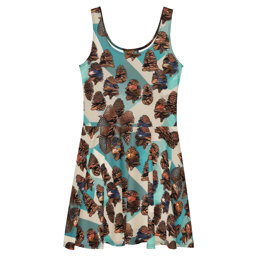 Turquoise Pinecone on Skater Dress — Front