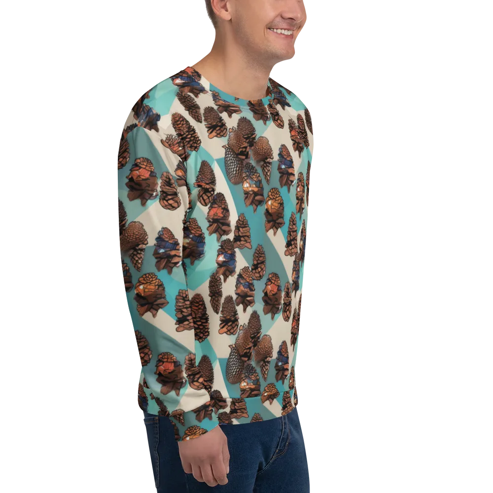 Turquoise Pinecone on Sweatshirt — Right Front