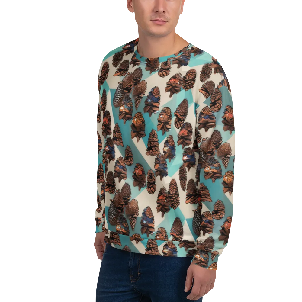 Turquoise Pinecone on Sweatshirt — Left Front