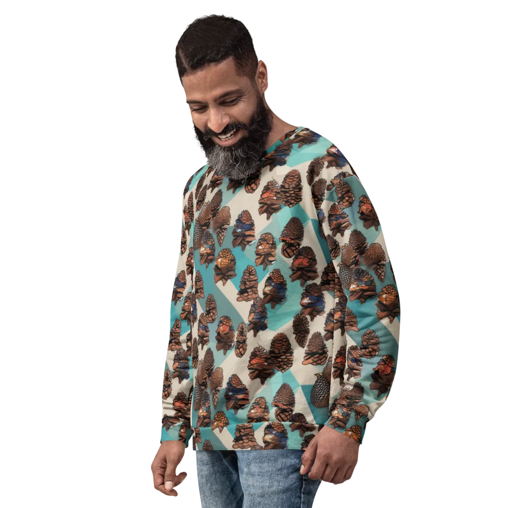 Turquoise Pinecone on Sweatshirt — Left Front