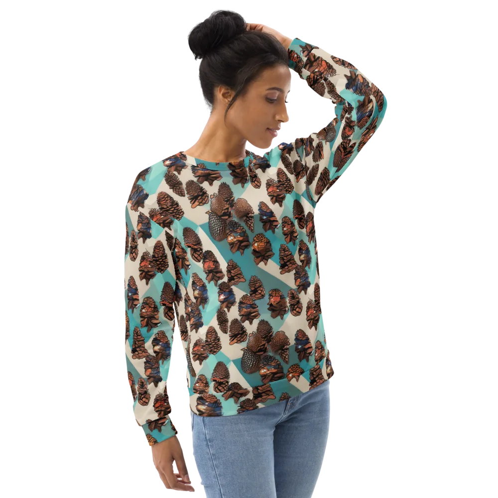 Turquoise Pinecone on Sweatshirt — Right Front
