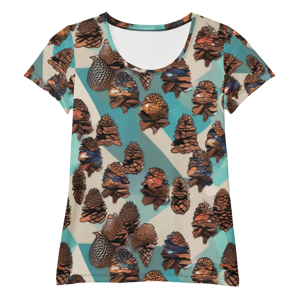 Turquoise Pinecone on Women's Athletic T-Shirt — Front