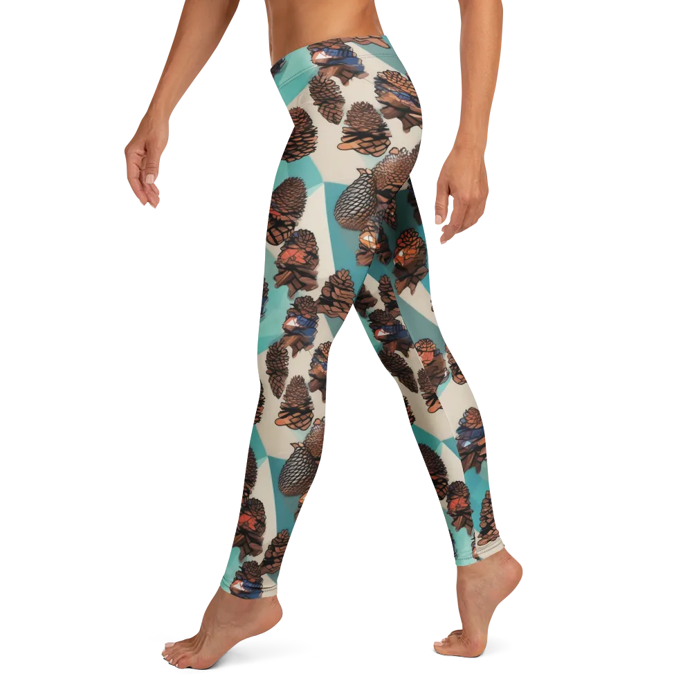 Turquoise Pinecone on Leggings — Left