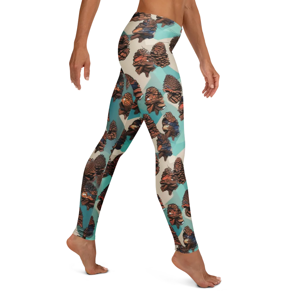 Turquoise Pinecone on Leggings — Right