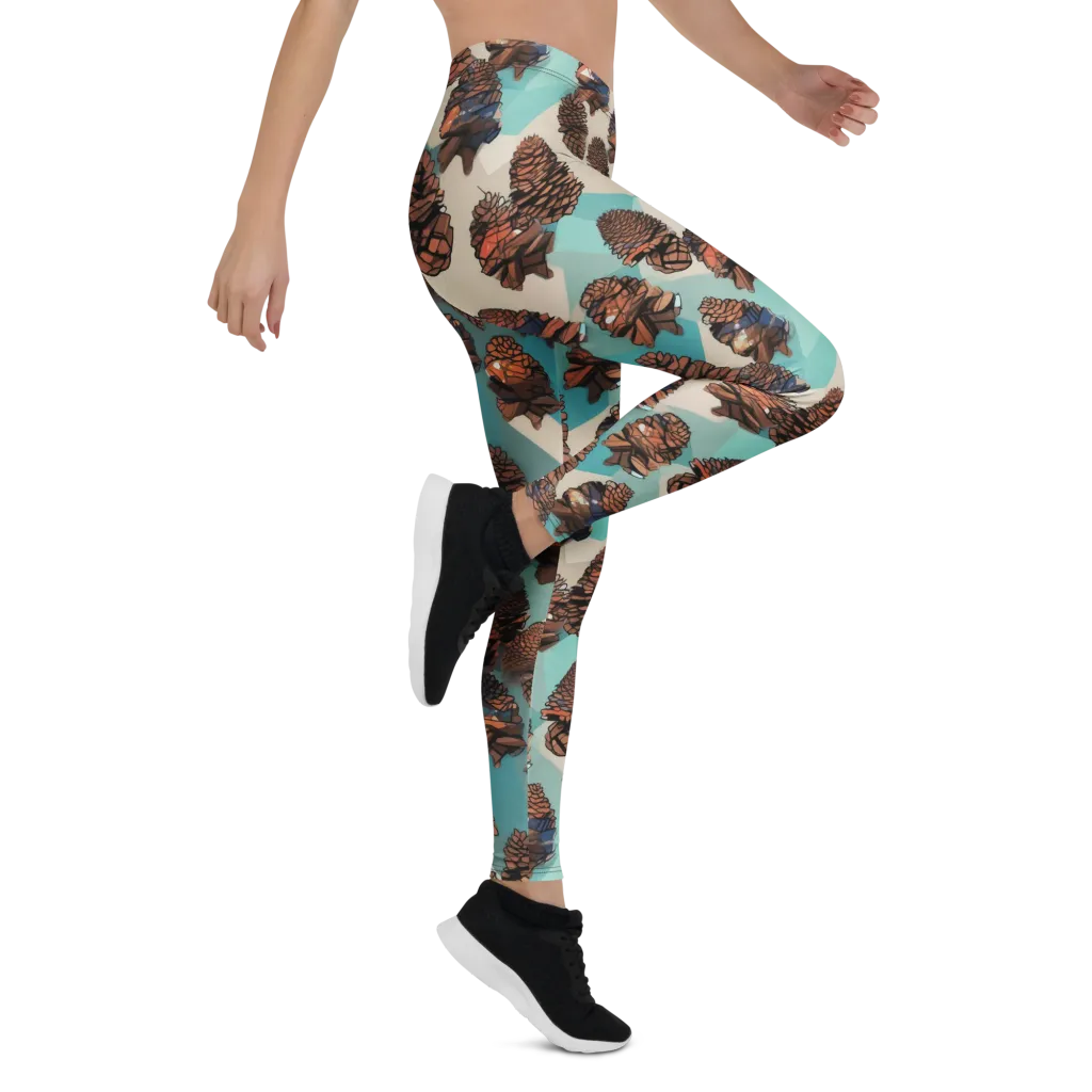 Turquoise Pinecone on Leggings — Right