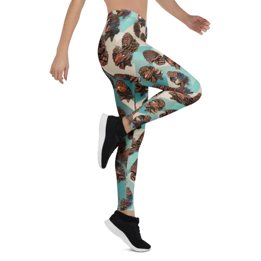 Turquoise Pinecone on a Leggings