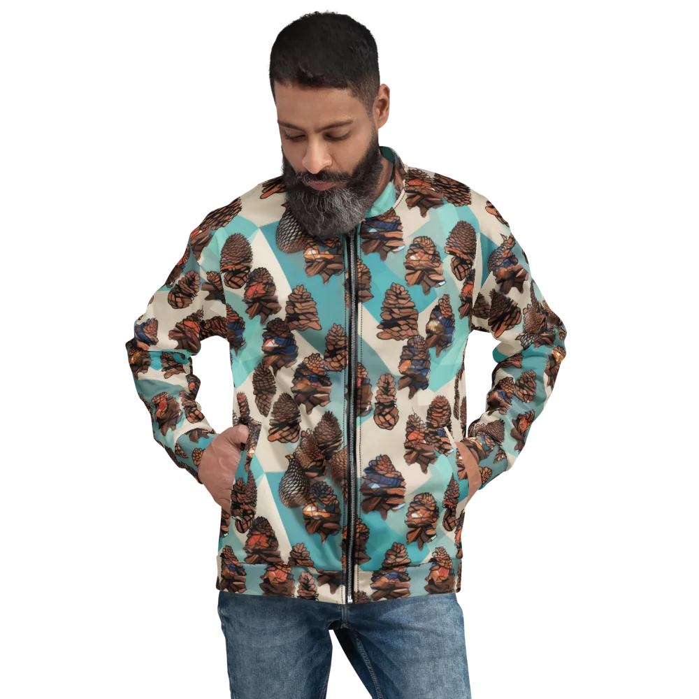 Turquoise Pinecone on Bomber Jacket — Front
