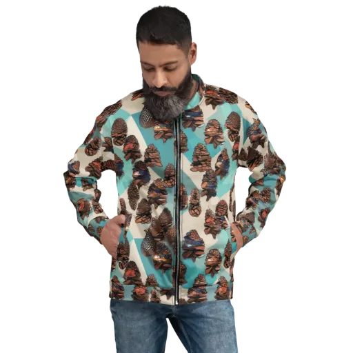 Turquoise Pinecone on a Bomber Jacket