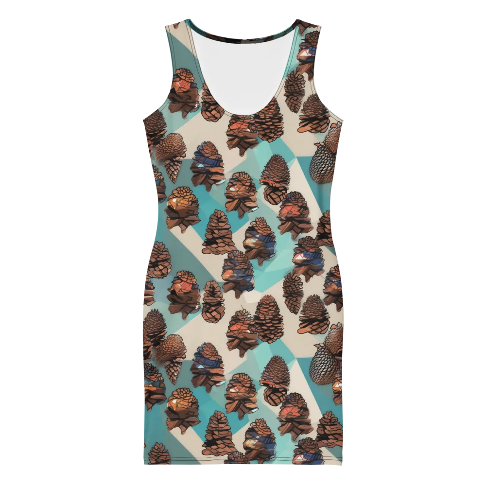 Turquoise Pinecone on Bodycon Dress — Front