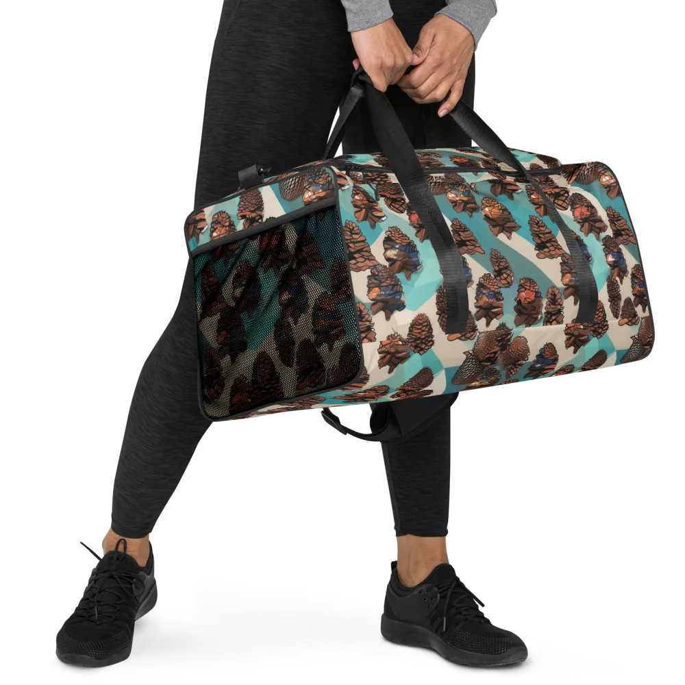 Turquoise Pinecone on Duffle Bag — Right Front