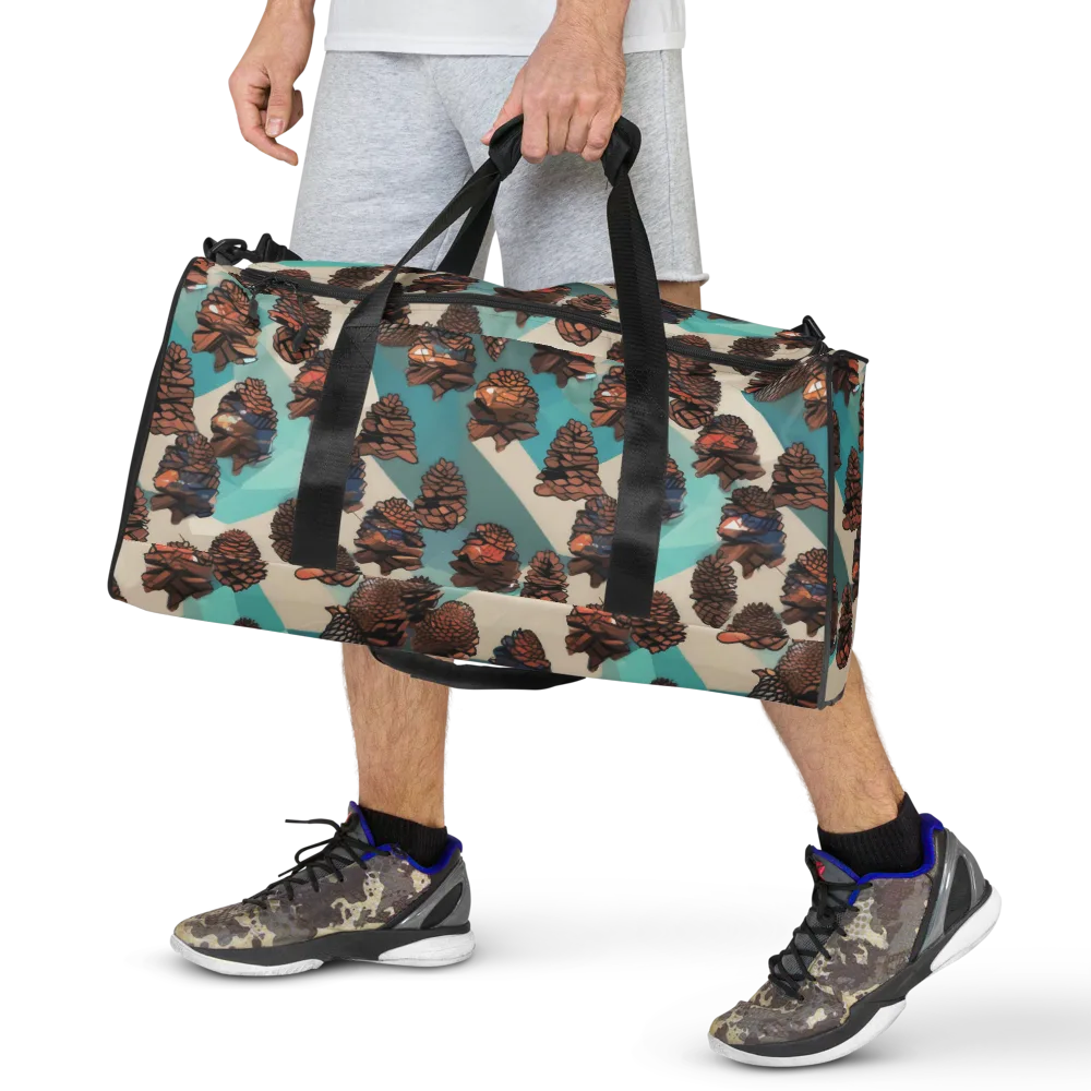 Turquoise Pinecone on Duffle Bag — Front