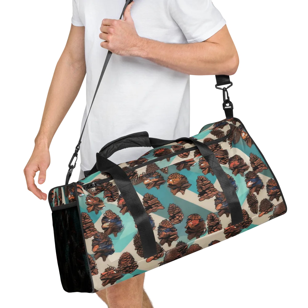 Turquoise Pinecone on Duffle Bag — Right Front