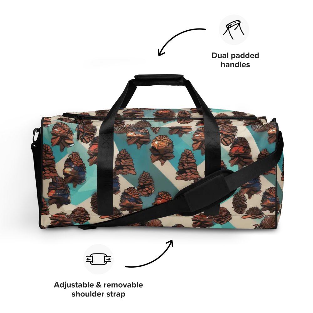 Turquoise Pinecone on Duffle Bag — Front