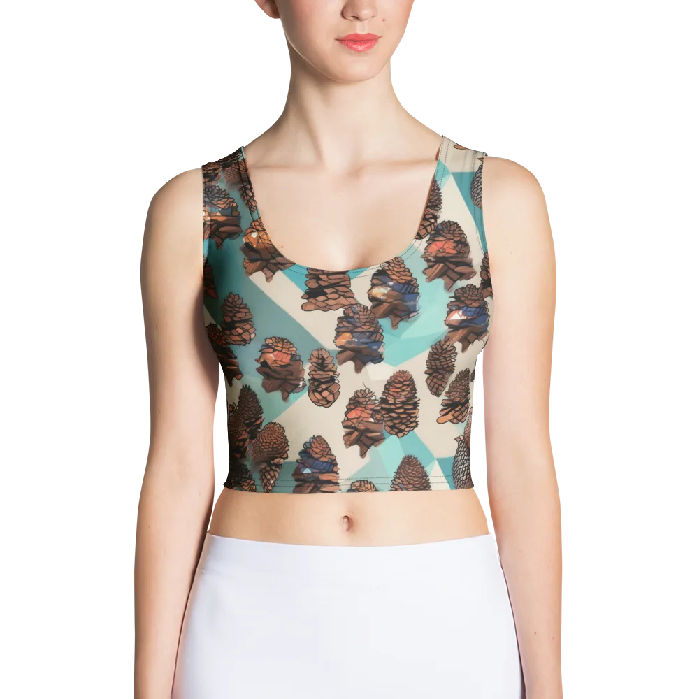 Turquoise Pinecone on Crop Top — Front