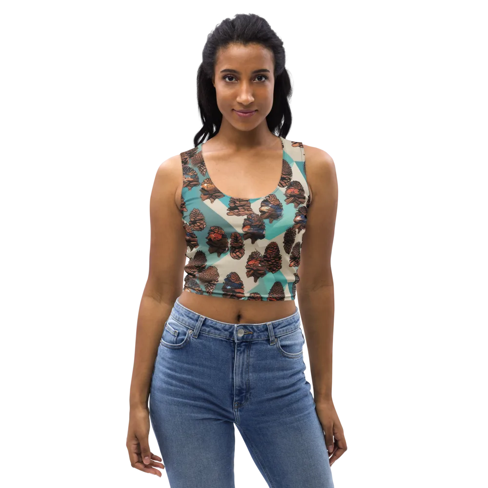 Turquoise Pinecone on Crop Top — Front