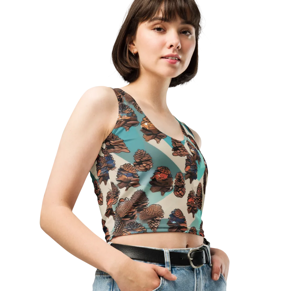 Turquoise Pinecone on Crop Top — Right Front