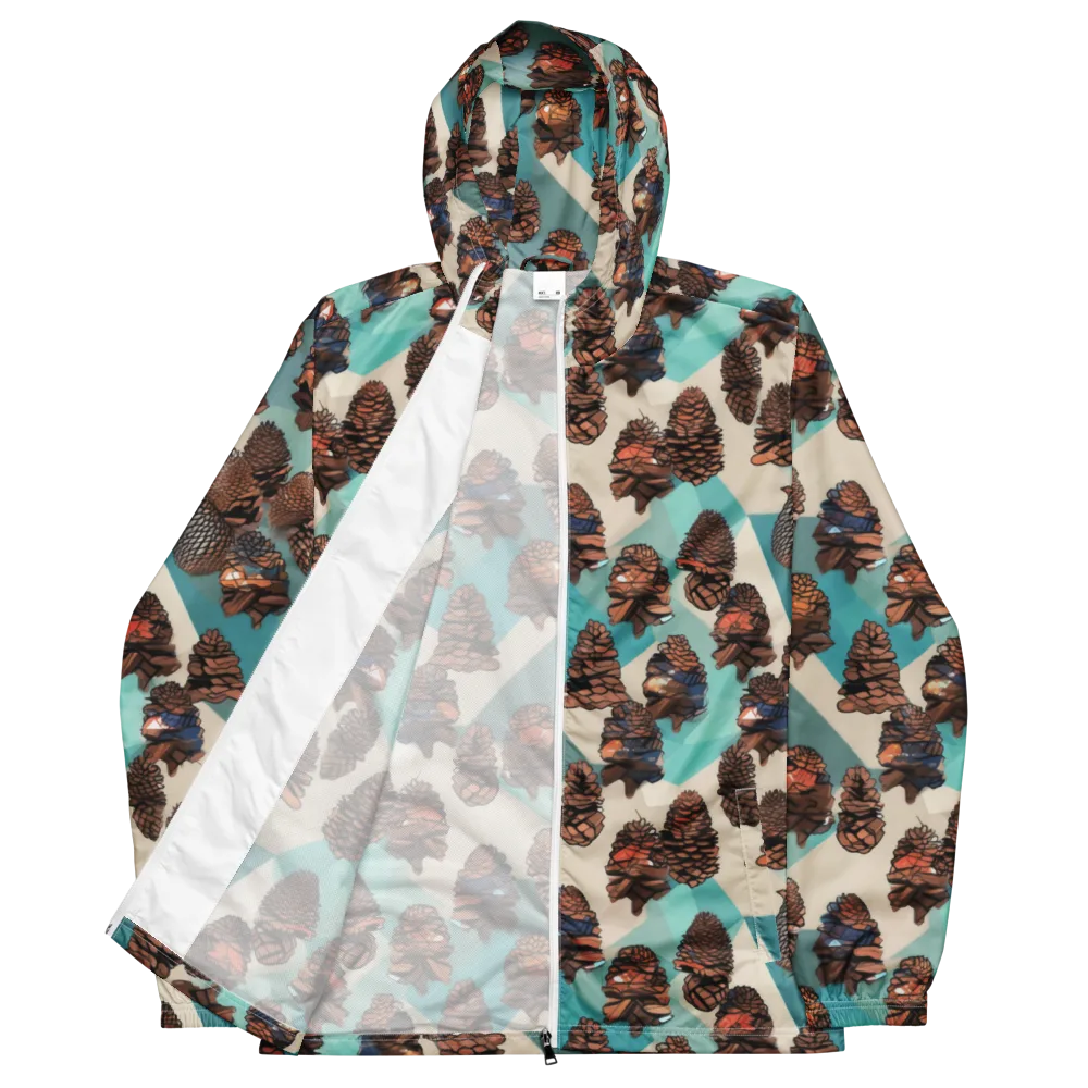 Turquoise Pinecone on Men's Windbreaker — Front