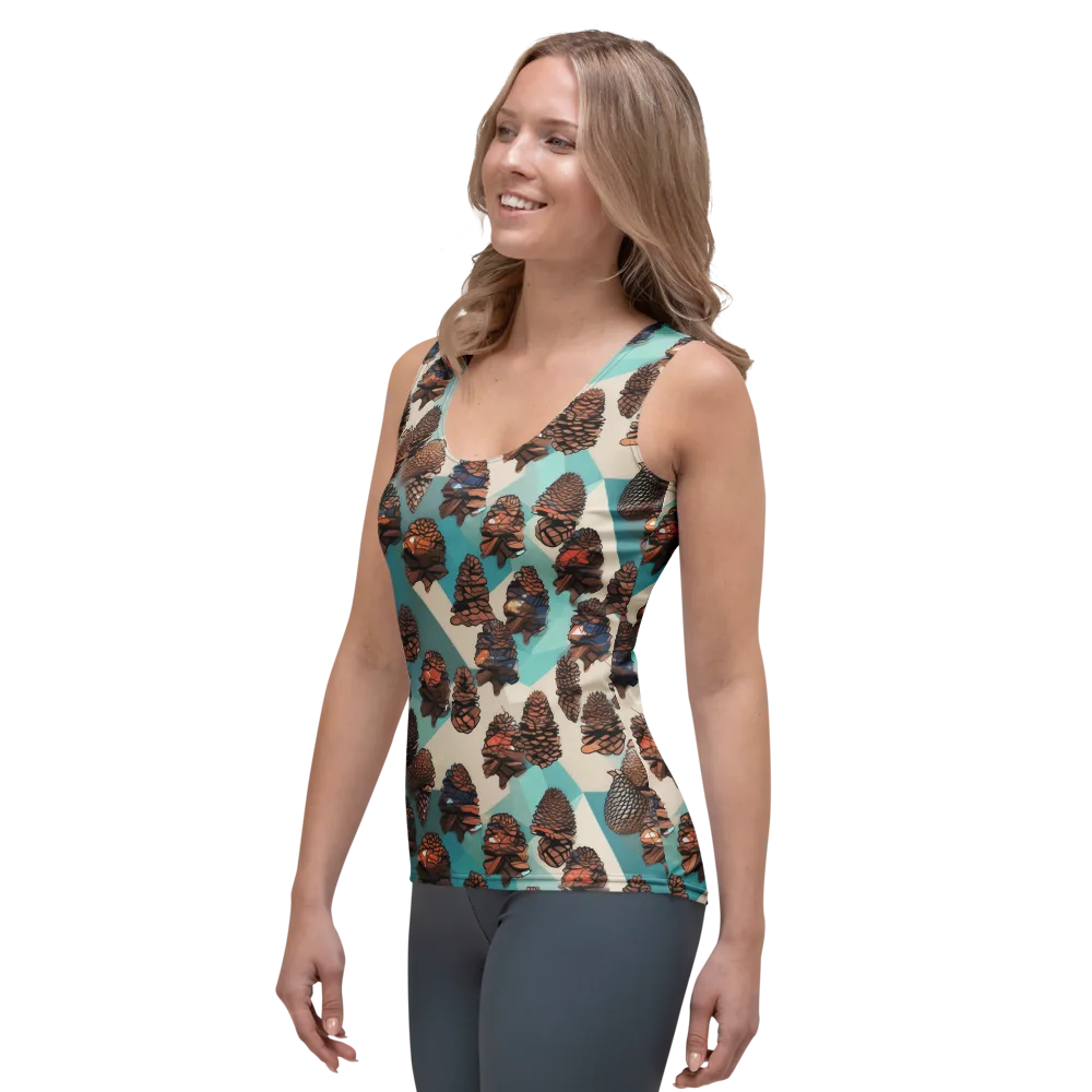 Turquoise Pinecone on Women's Tank Top — Left Front