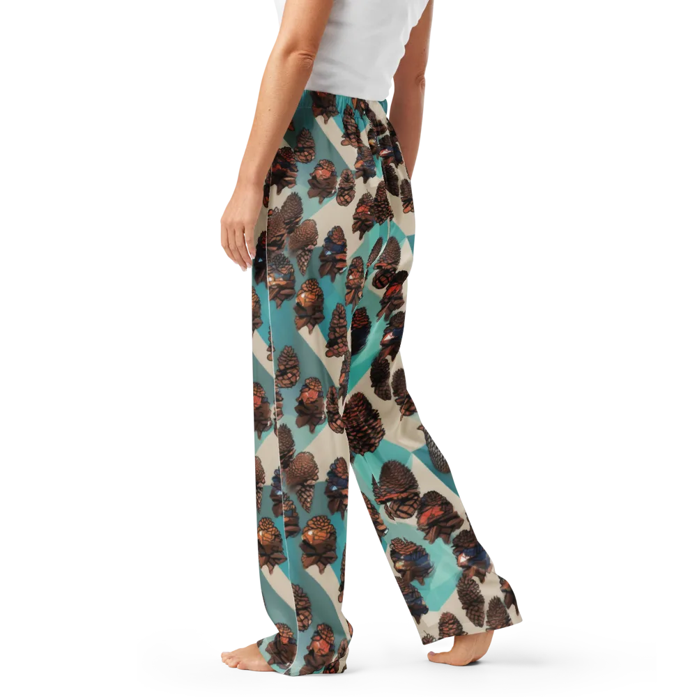 Turquoise Pinecone on Women's Pajama Pants — Left