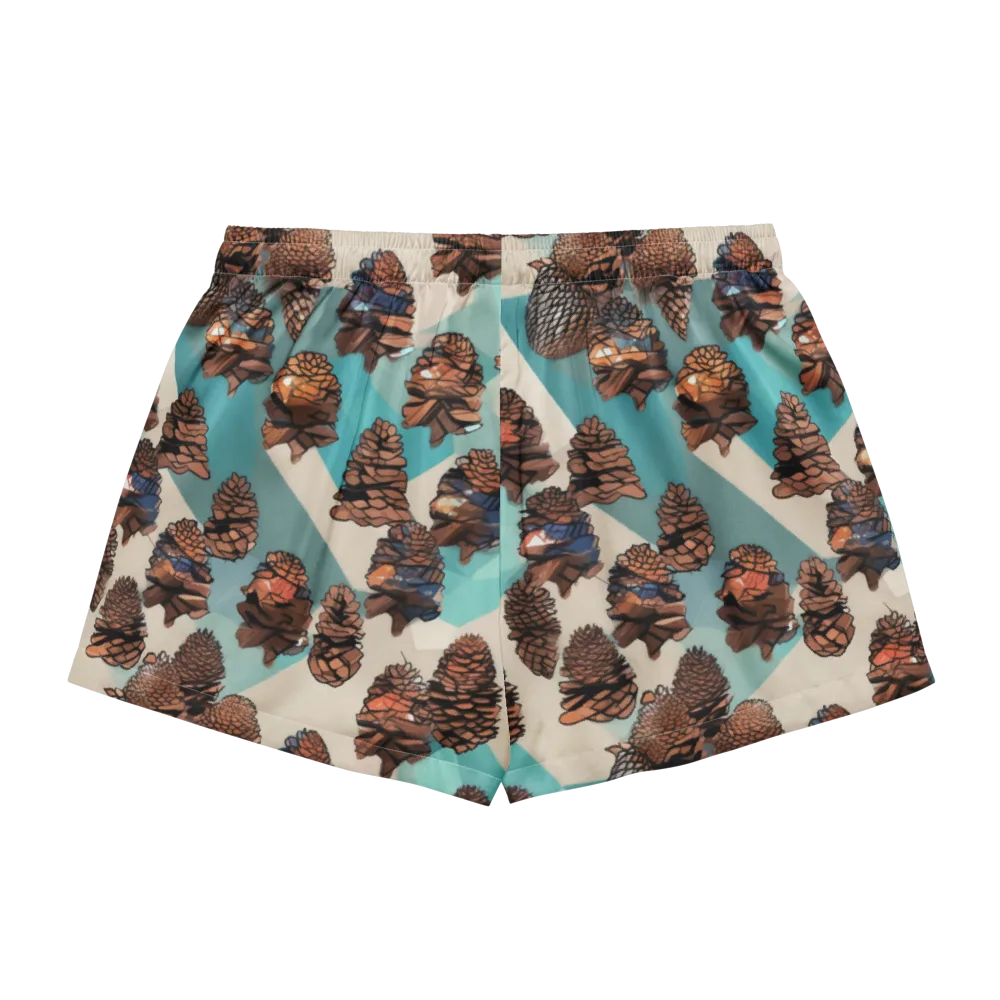 Turquoise Pinecone on Women's Pajama Shorts — Back