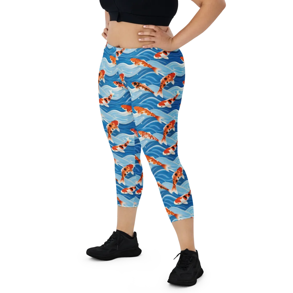 Crimson Drift on Capri Leggings — Front