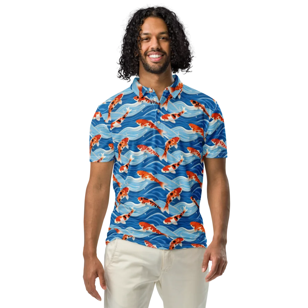 Crimson Drift on Men's Slim Fit Polo Shirt — Front