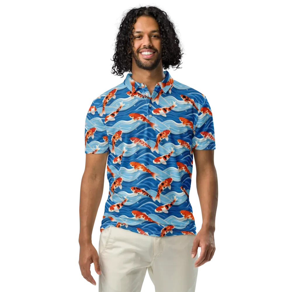 Crimson Drift on Men's Slim Fit Polo Shirt — Front