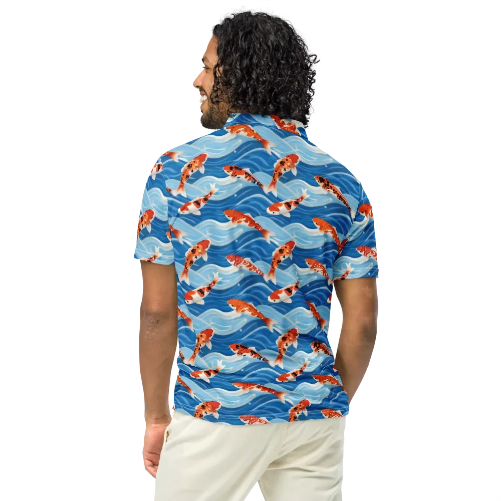 Crimson Drift on Men's Slim Fit Polo Shirt — Back