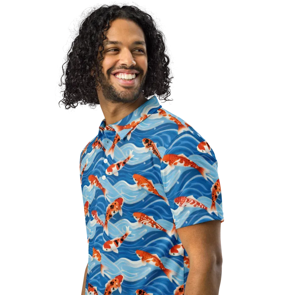 Crimson Drift on Men's Slim Fit Polo Shirt — Left Front