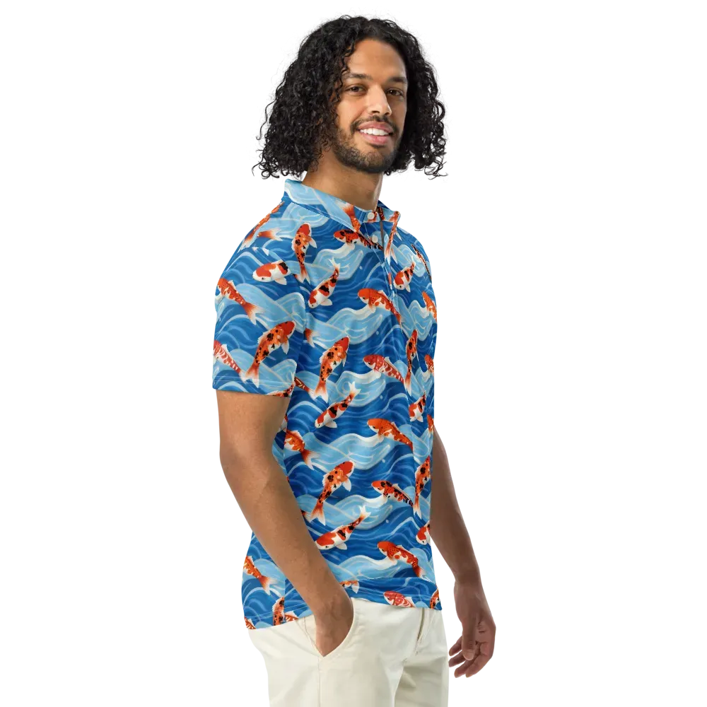 Crimson Drift on Men's Slim Fit Polo Shirt — Right Front