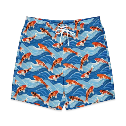 Crimson Drift on a Men's Board Shorts