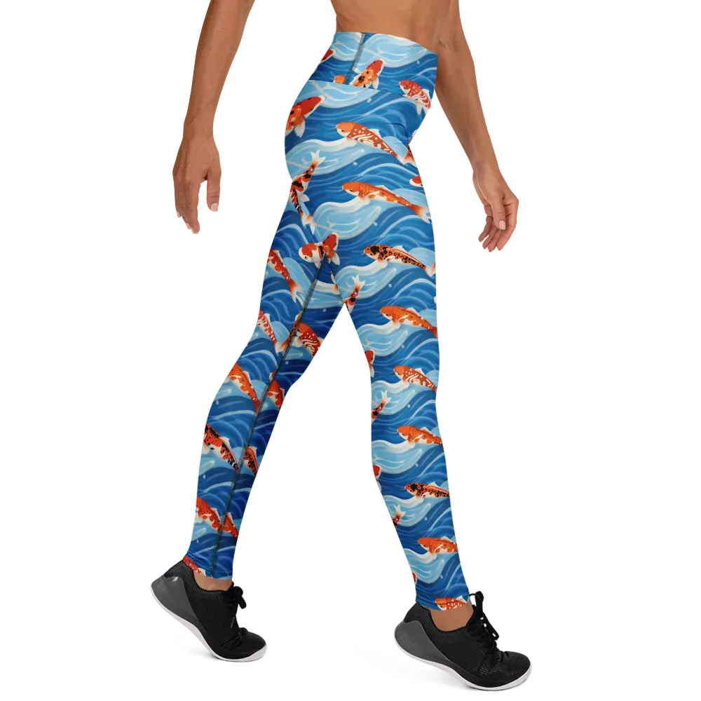 Crimson Drift on Yoga Leggings — Right