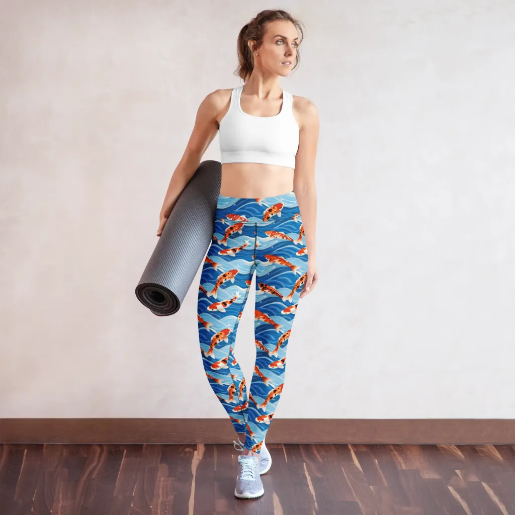 Crimson Drift on Yoga Leggings — Front