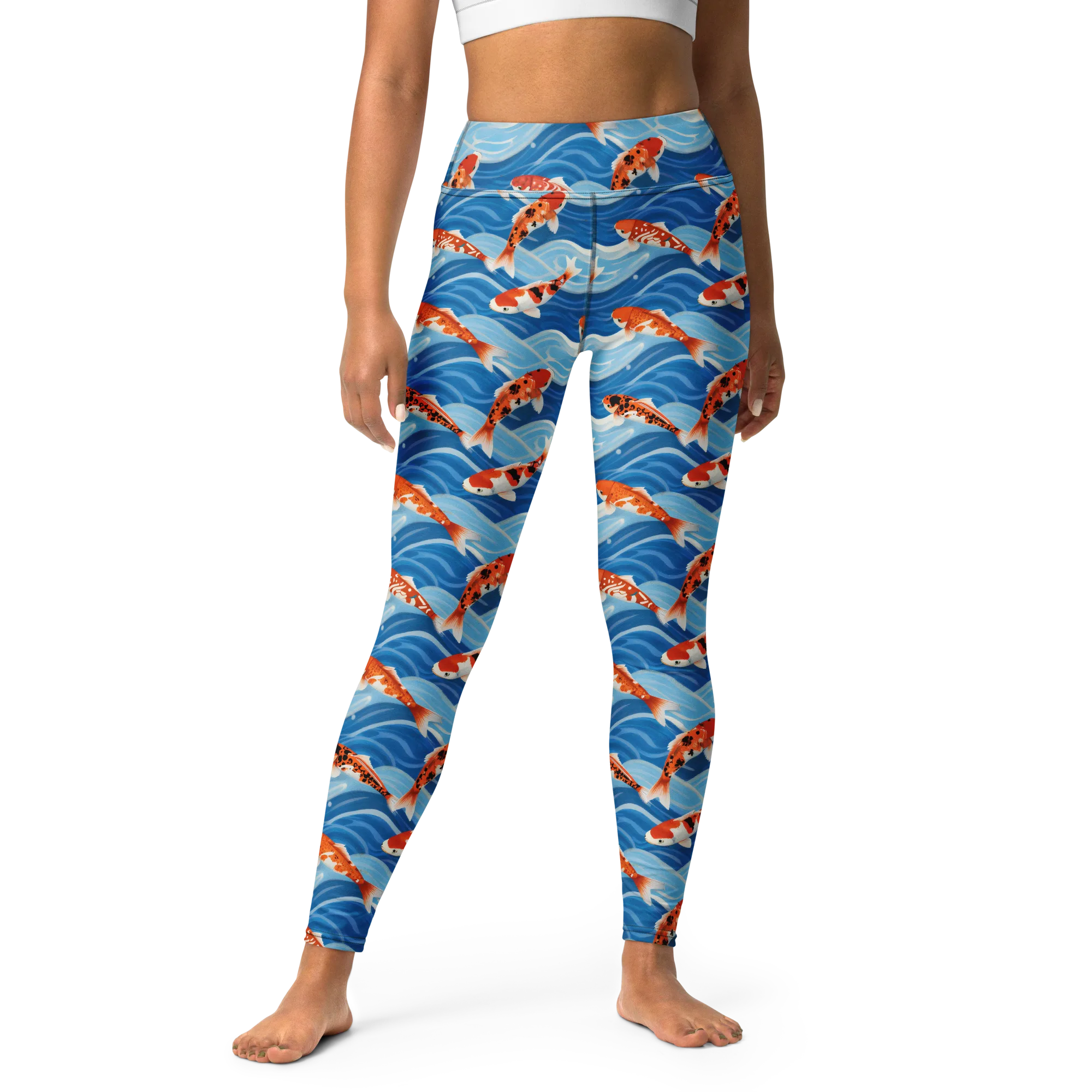 Crimson Drift on Yoga Leggings — Front