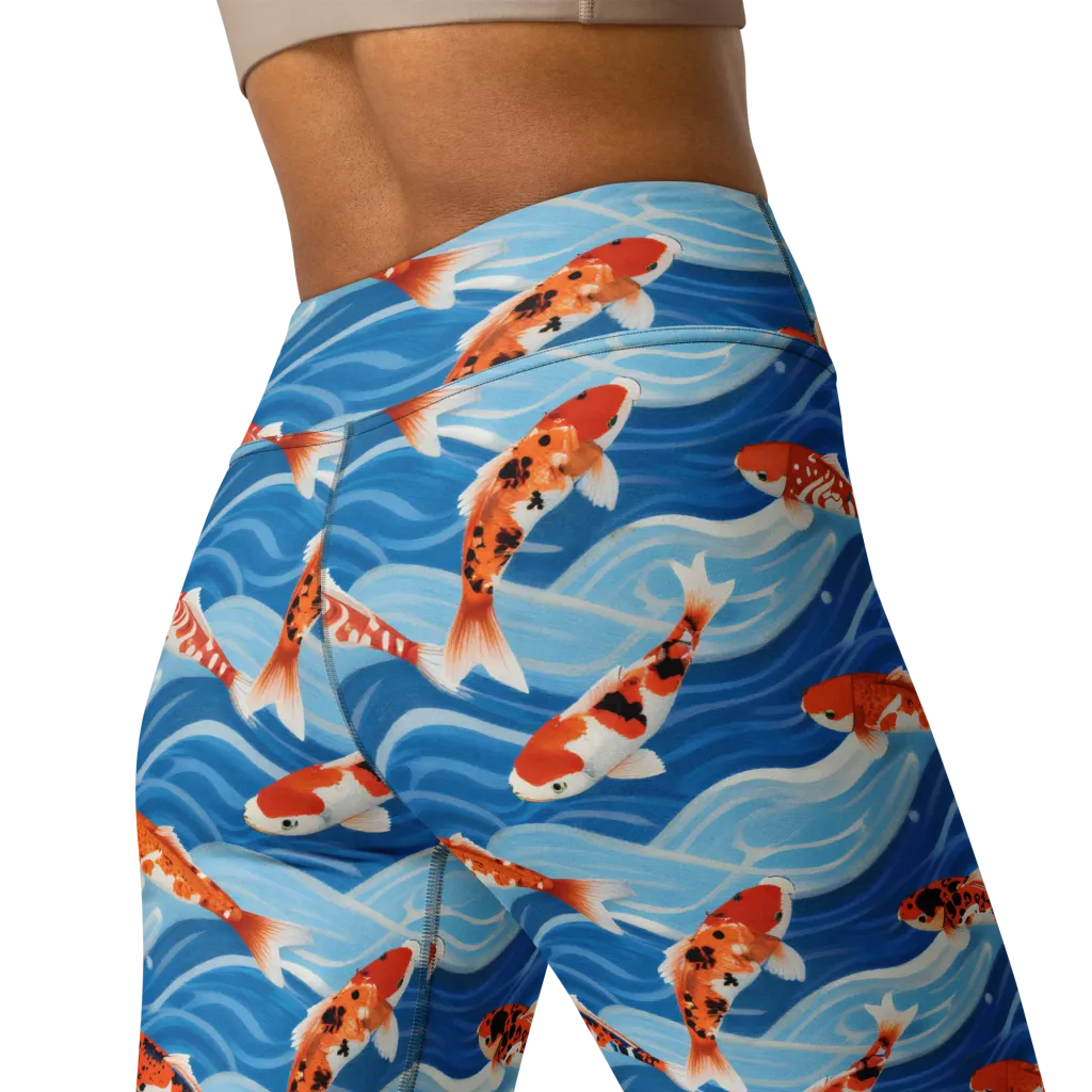 Crimson Drift on Yoga Leggings — Back