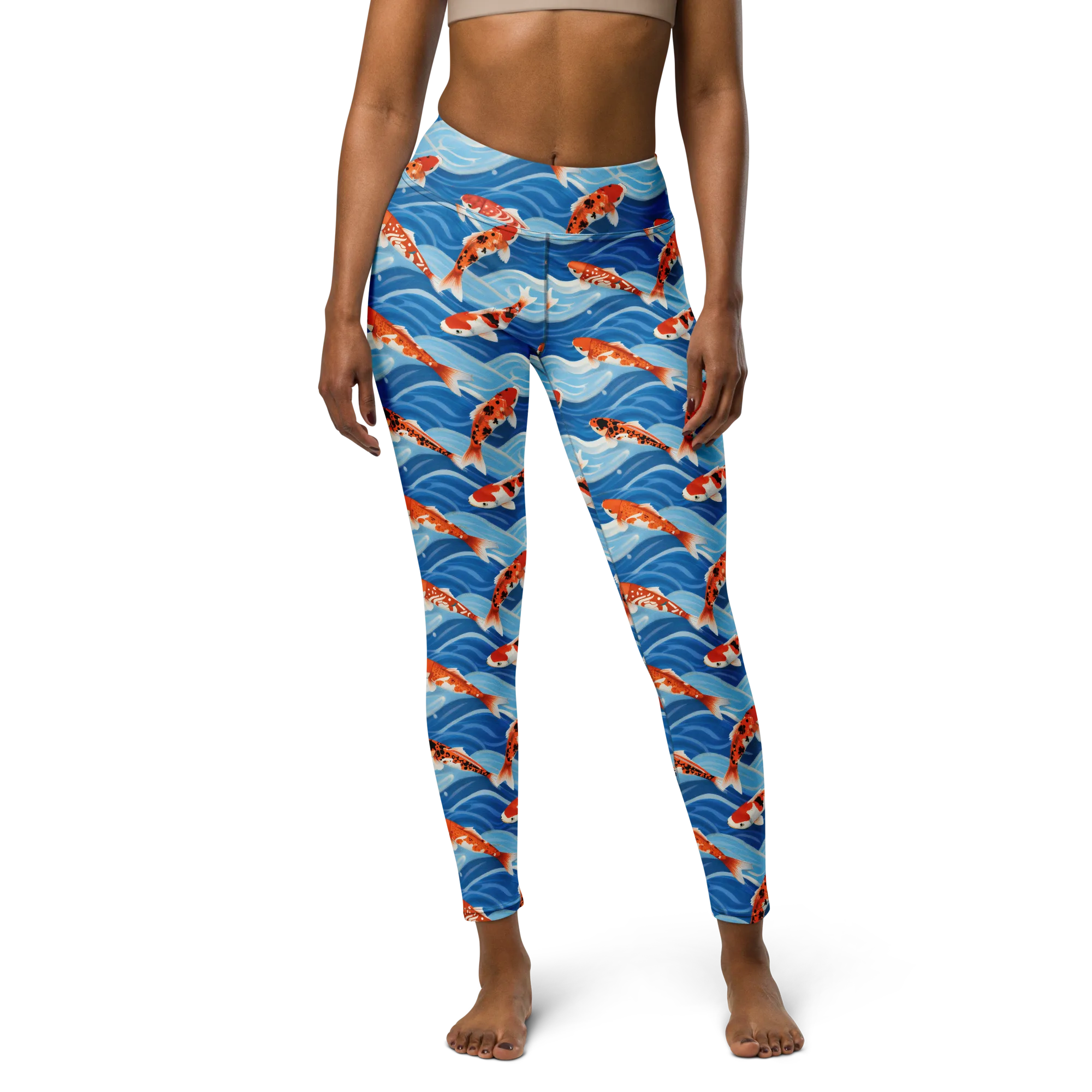 Crimson Drift on Yoga Leggings — Front