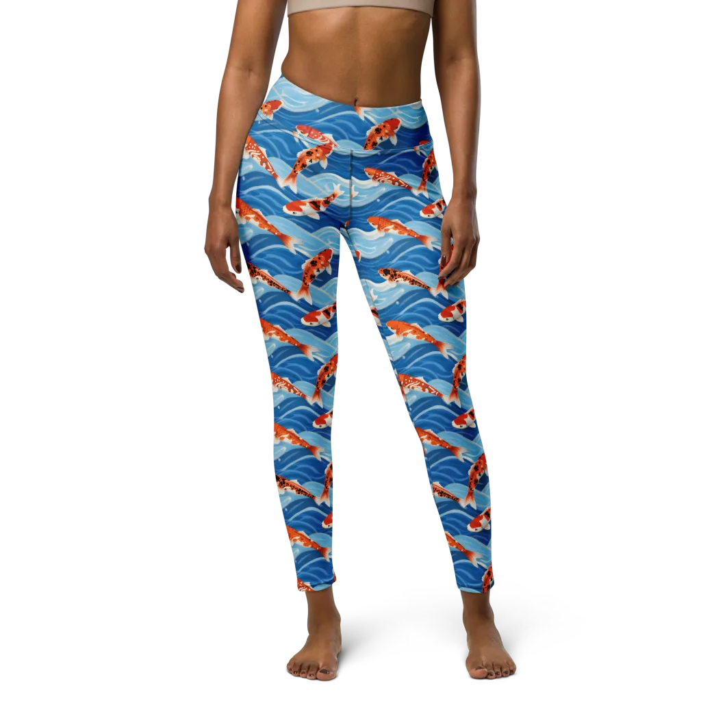 Crimson Drift on Yoga Leggings — Front