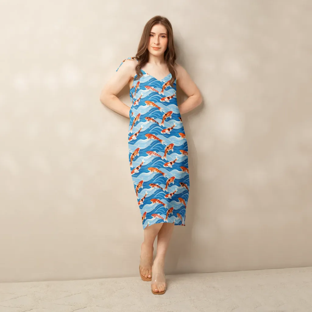 Crimson Drift on Slip Dress — Front