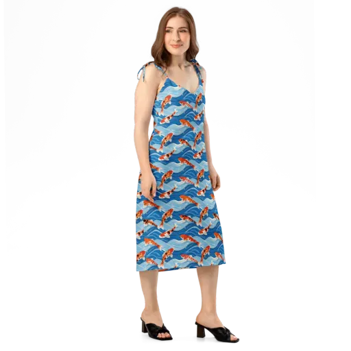 Crimson Drift on a Slip Dress
