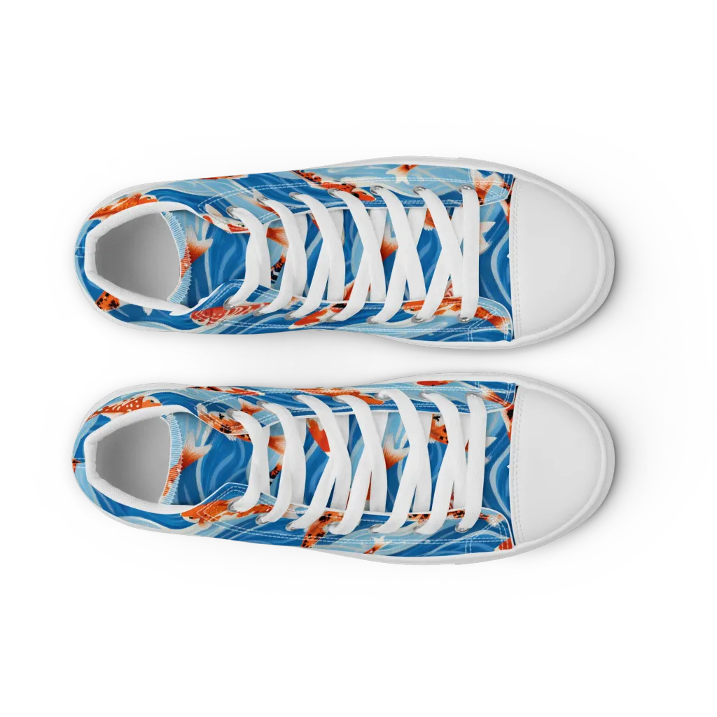 Crimson Drift on Men's High Top Canvas Shoes — Front