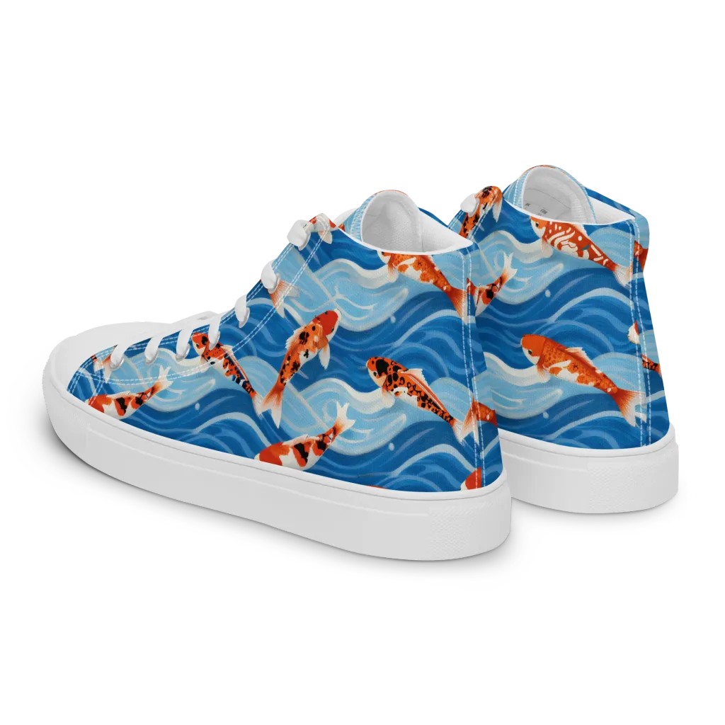 Crimson Drift on Men's High Top Canvas Shoes — Left Back
