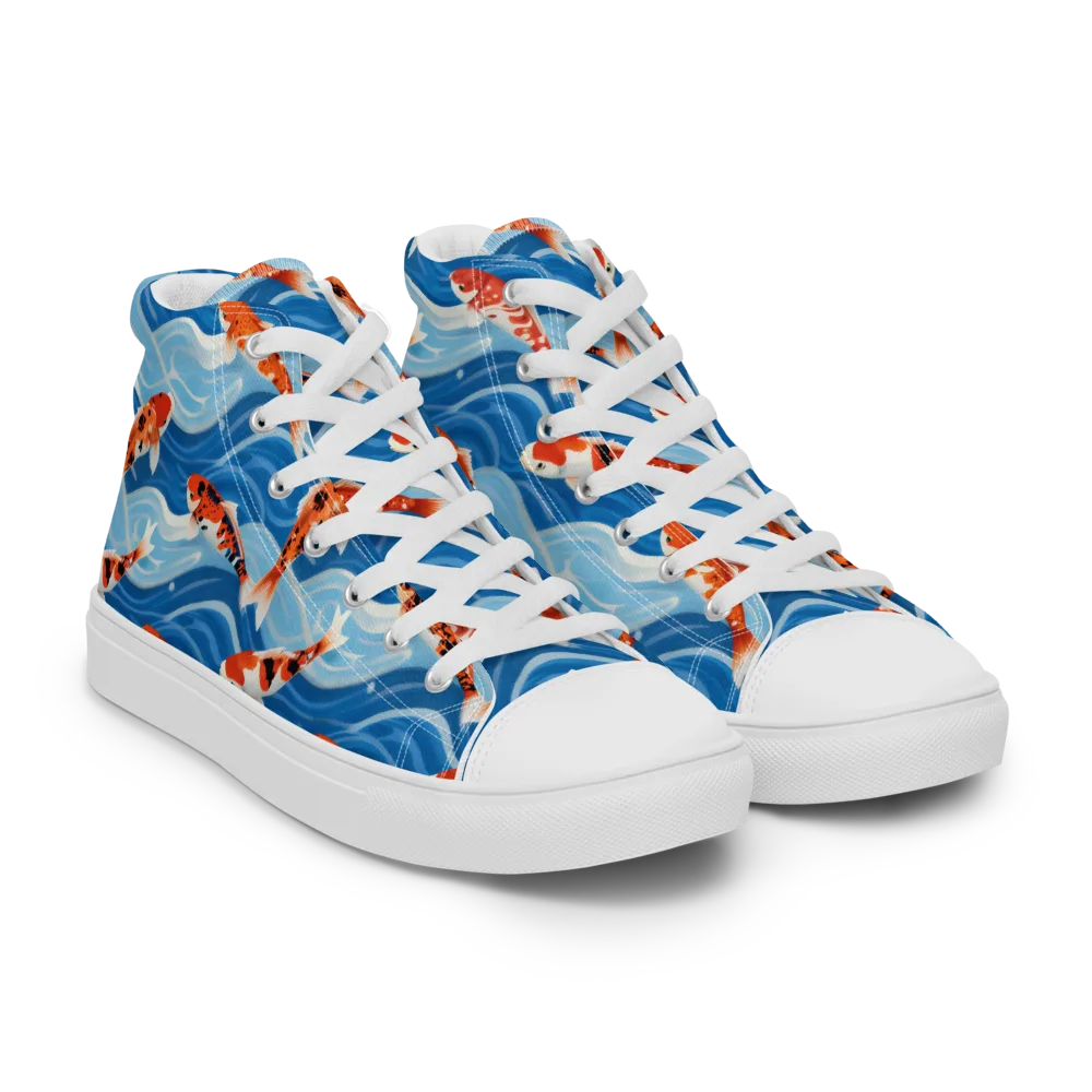 Crimson Drift on Men's High Top Canvas Shoes — Right Front