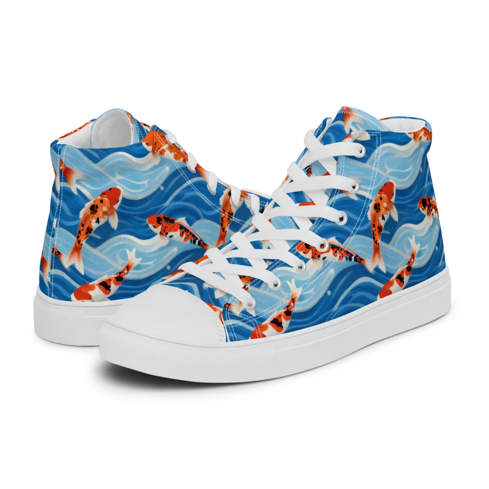Crimson Drift on Men's High Top Canvas Shoes — Left