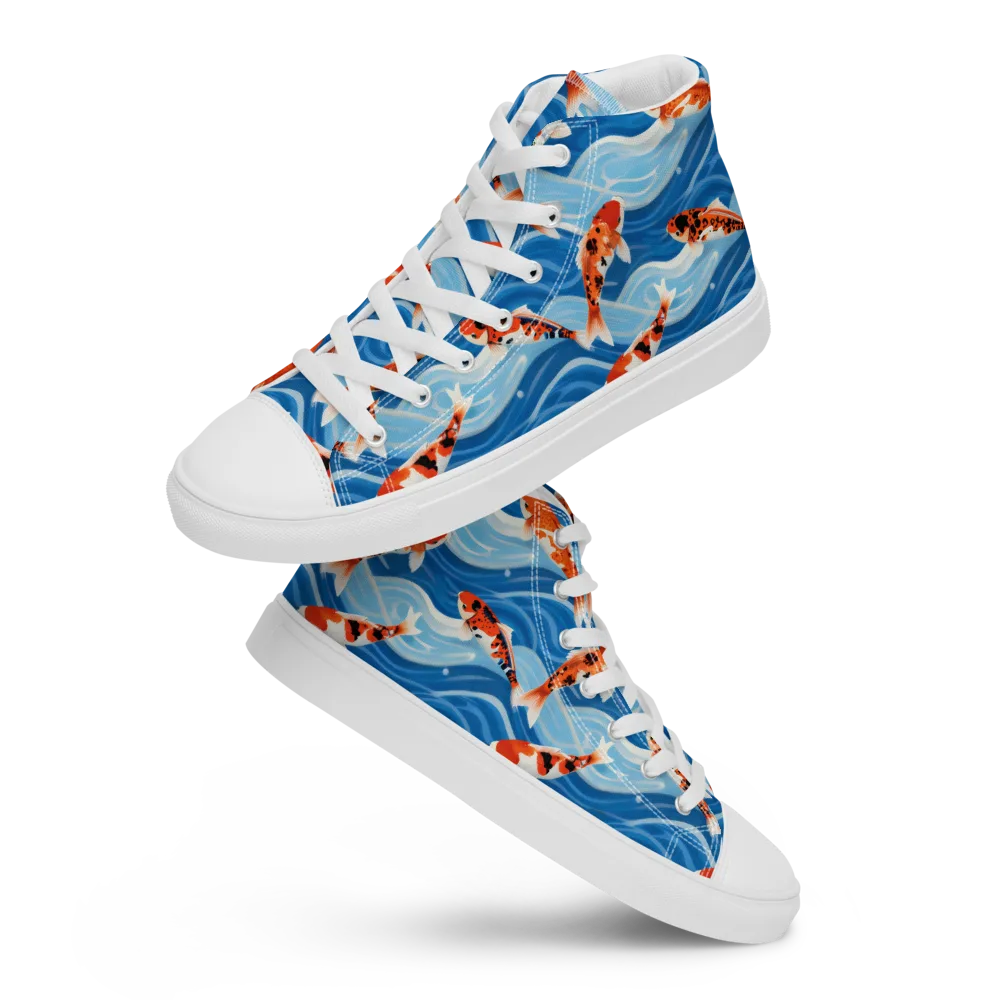 Crimson Drift on Men's High Top Canvas Shoes — Front