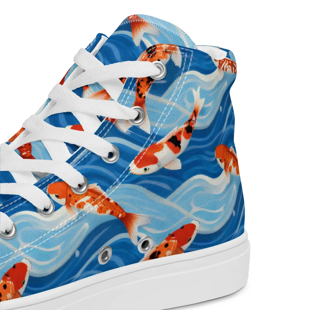 Crimson Drift on Men's High Top Canvas Shoes — Product details 2