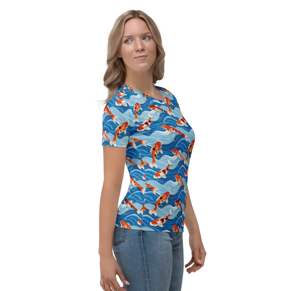 Crimson Drift on Women's Crew Neck T-Shirt — Right