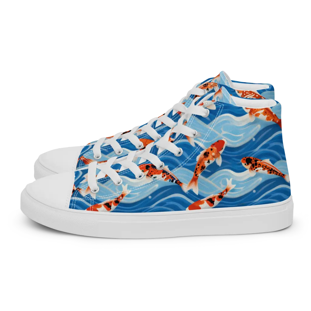 Crimson Drift on Women's High Top Canvas Shoes — Left